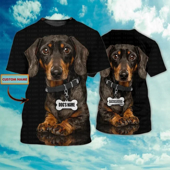Custom Name Husky Shepherd Dog Cat Pet Personalized Name 3D Round Neck Harajuku Summer Casual Funny Short Sleeves T-Shirts A02