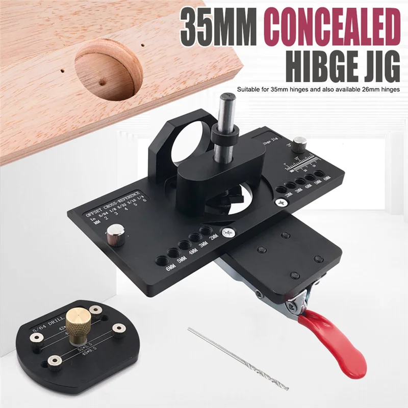 Plantilla de perforación de agujeros de bisagra ABLK, herramienta de bisagra de gabinete oculta de 35Mm para instalación de puertas de carpintería