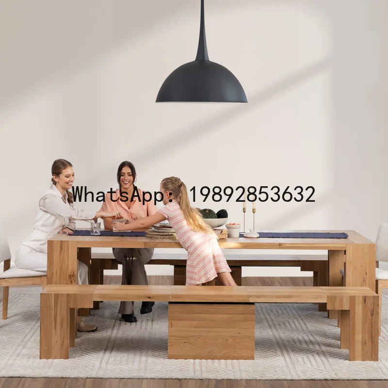 

X-22 extendable dining table - solid wood, foldable, invisible table, multifunctional dining table and chair set for home use