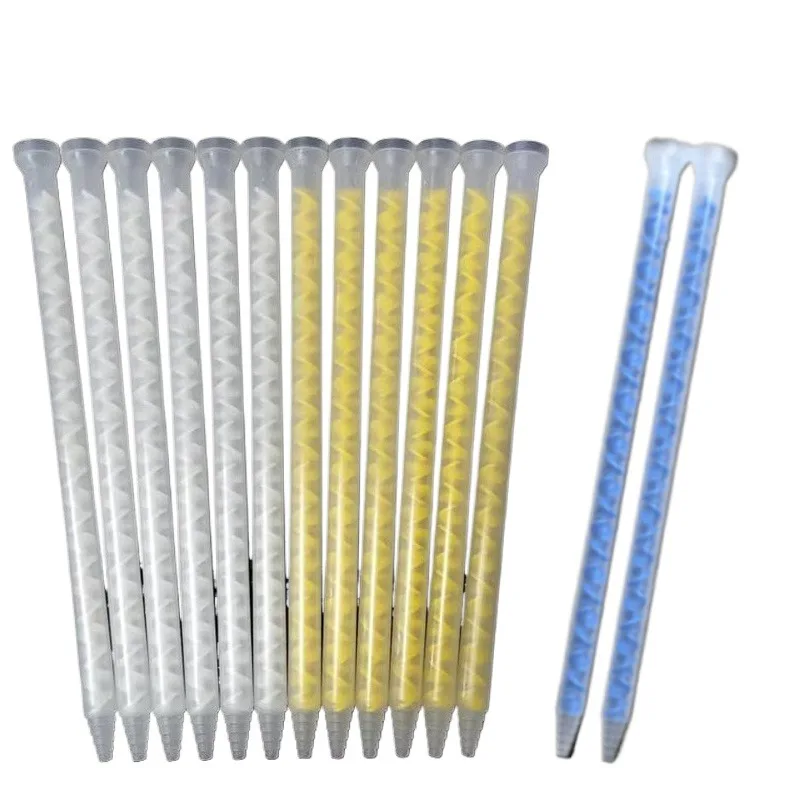 MC10-24 Epoxy Static Mixer Tubes, 24 Element Plastic Mixing Nozzles with Bell Mouth for Two-Component Adhesive Dispensing