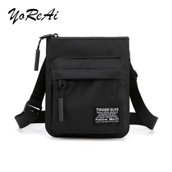 YoReAi-Bolsa de mensajero negra ligera para hombres, Mini bolsos de hombro de estilo coreano para estudiantes universitarios, bolsa de almacenamiento de billetera impermeable