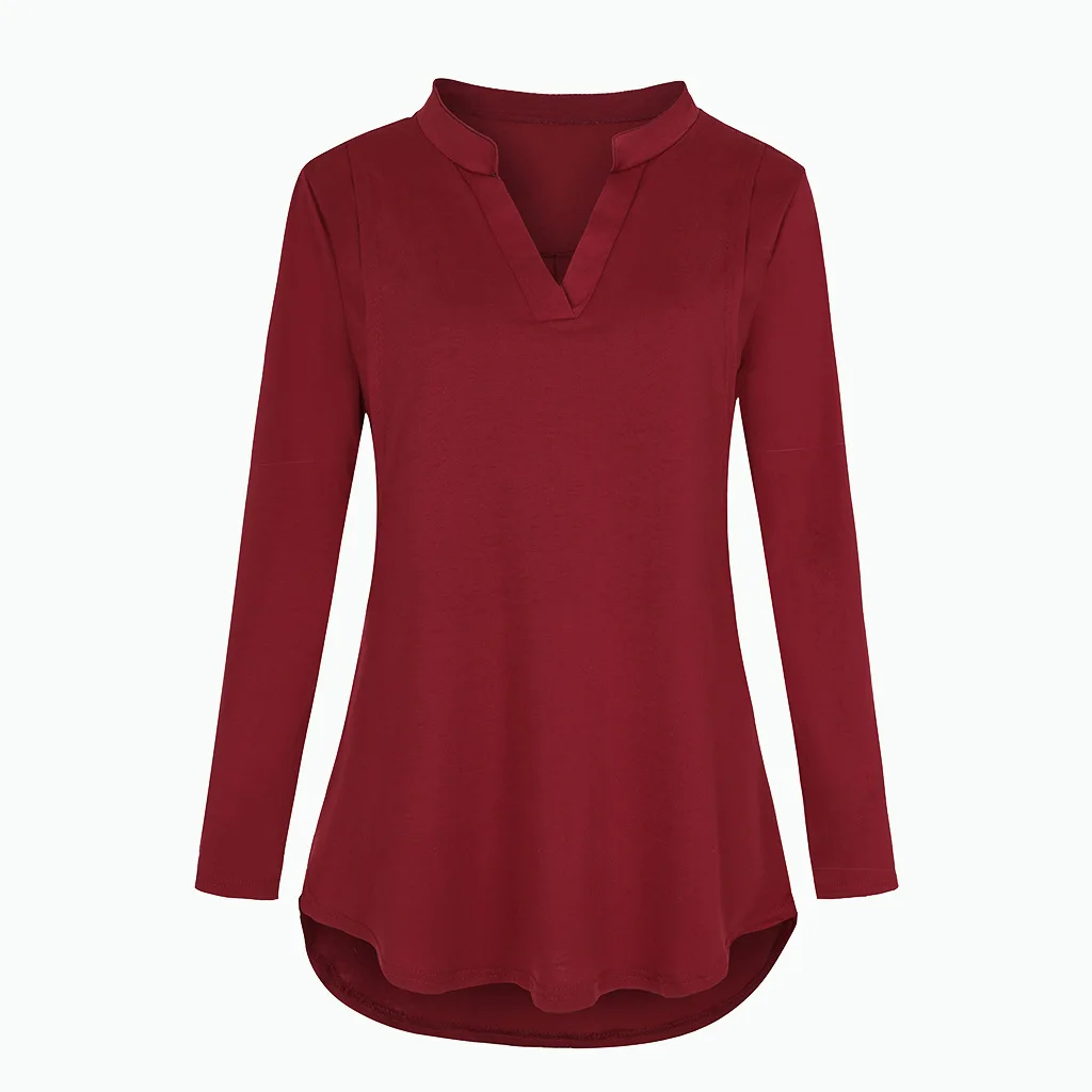 Damen Umstands-Still-T-Shirt mit V-Ausschnitt, einfarbig, langärmelig, Still-Tops, Kleidung für schwangere Frauen – Detail 12