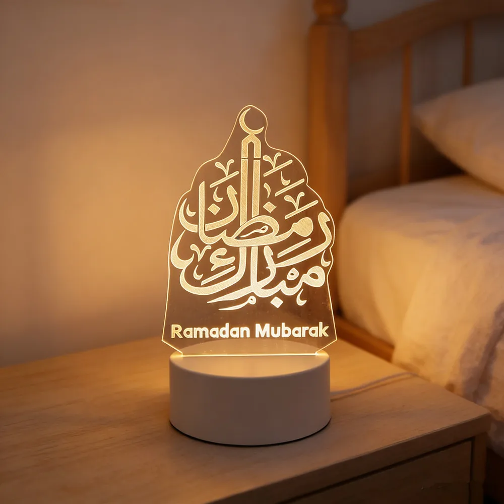 

Bedroom Home Decor 3D Acrylic LED Night Light USB Operated Muslim Ramadan Festival Supplies EID Mubarak Ornaments Neon Lamp