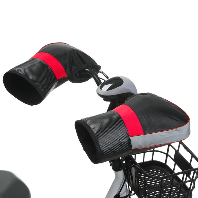 مقابض مقود الدراجة النارية، قفازات شتوية دافئة مضادة للرياح للدراجة الكهربائية مع بطانة وشريط عاكس مقاوم للماء وسميك #6