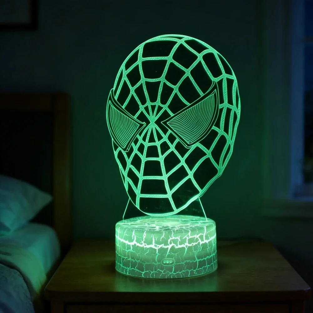 Anime Figure Lights 3D LED Lamp Ironman Spiderman Disney Action Figures Bedroom Lamp LED Model Decor Gift for Toys view 3