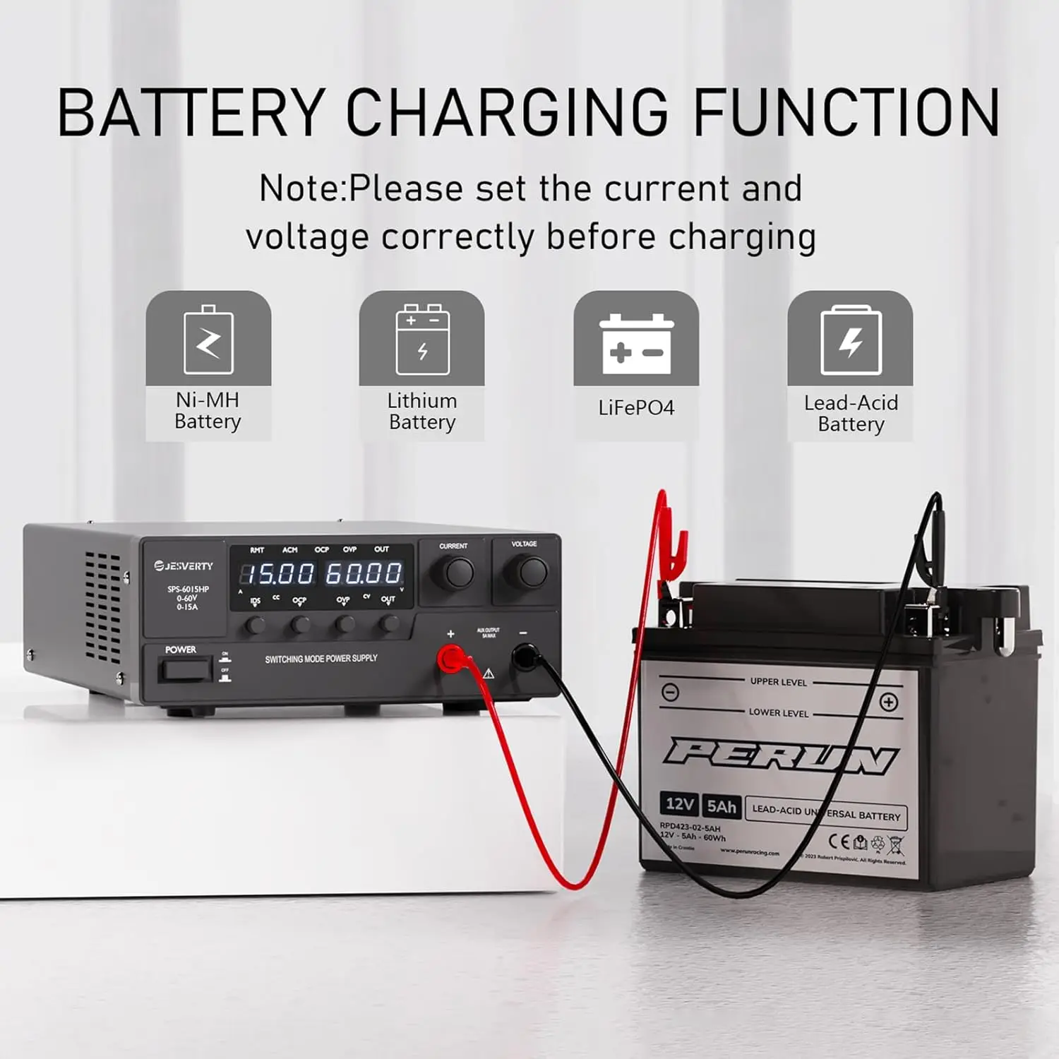Jesverty Programmable 60V15A High Power Benchtop Laboratory Power Supply Adjustable Regulated Power Supply Current Stabilizer