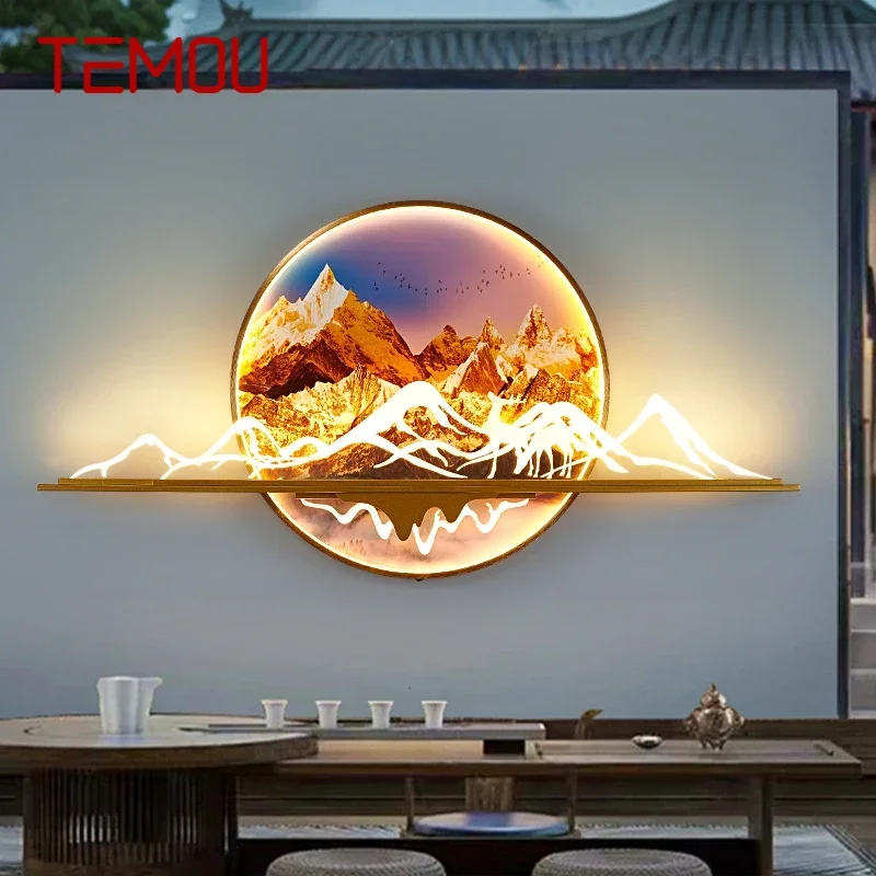 TEMOU Solar Outdoor Mural Lamp Creative Circular Landscape Waterproof Mural Outdoor Villa Courtyard Garden Decoration Painting