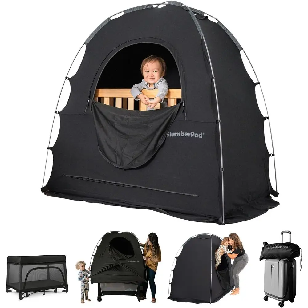 

Light-Blocking Sleep Tent for Travel, Mini Crib Cover for Infants and Toddlers, Sleep Pod with Monitor and Storage Pouch, 95%+ L