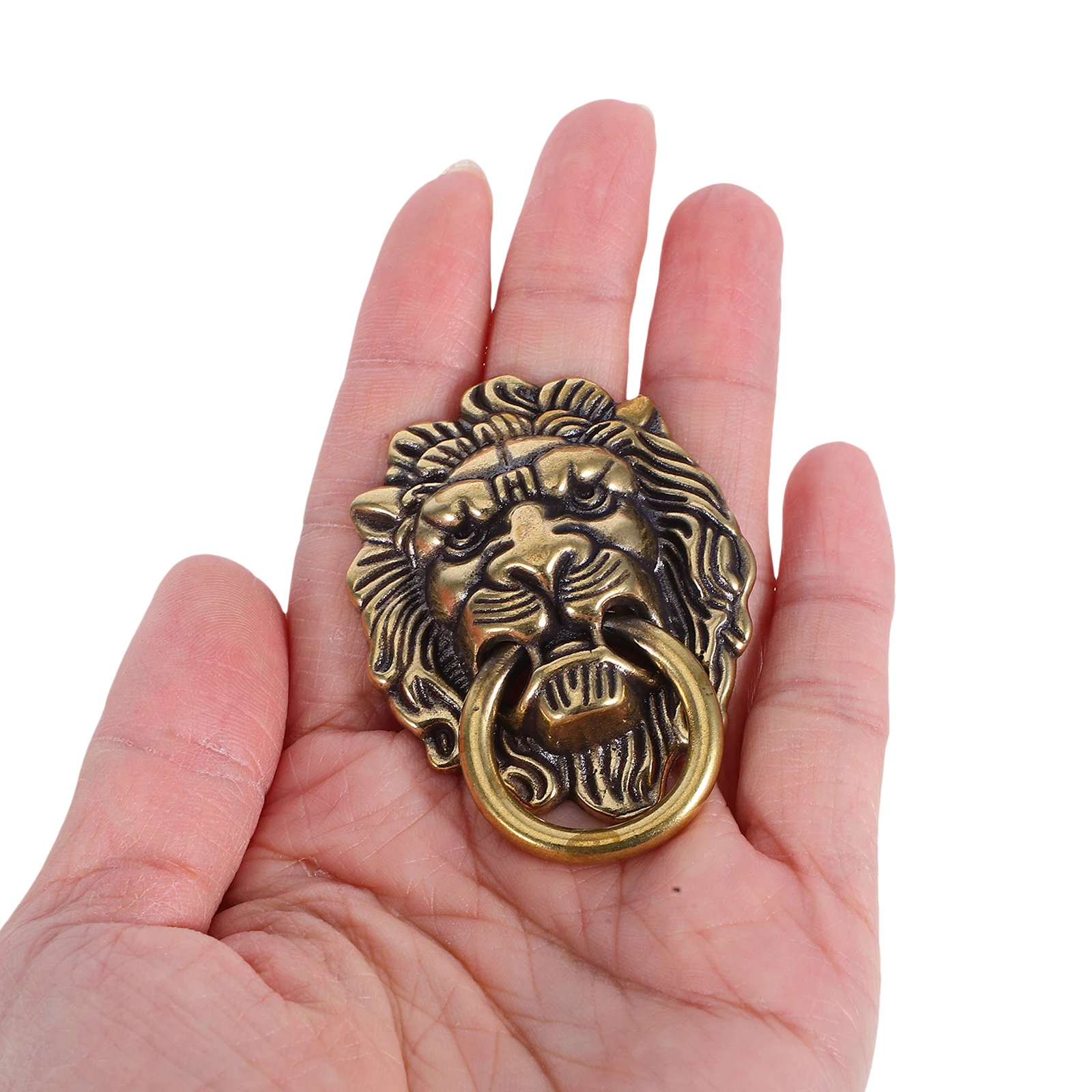 

2 Pcs Brass Handle Kitchen Cabinet Handles Lion Head Coffee Chinese Style