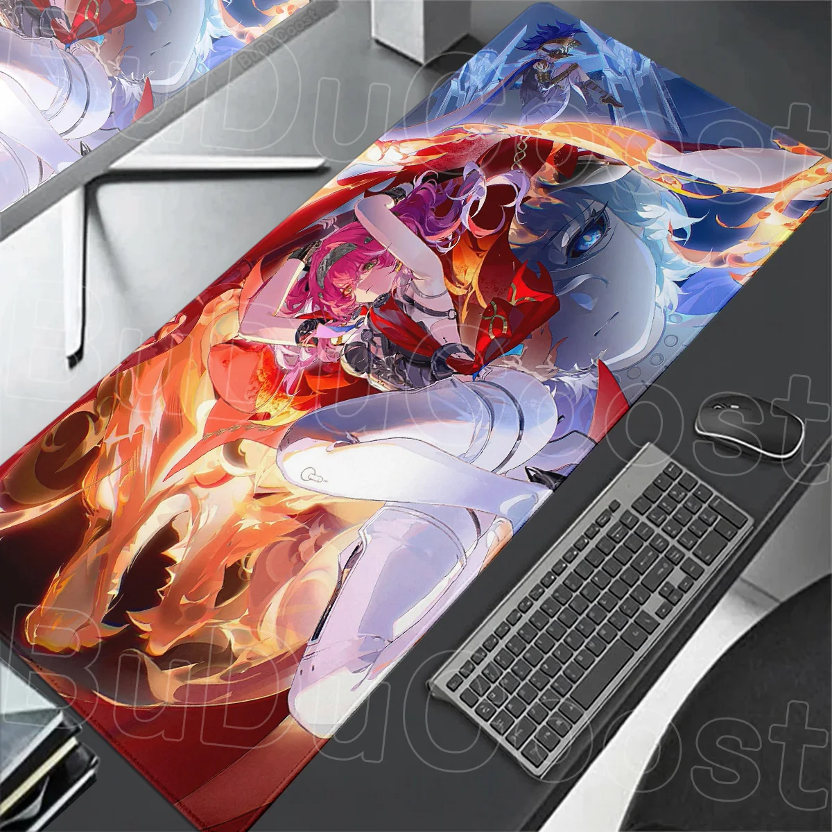 HD Print Gaming Non-slip Mouse Mat Wuthering Waves Lupa Cartoon Desk Pad Pc Gamer Cabinet Keyboard Mice Gaming Setup Accessories