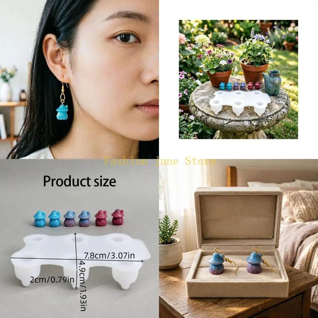 N5KA Sturdy Silicone Craft Mould For Making Lovely Mushroom Shaped Earrings