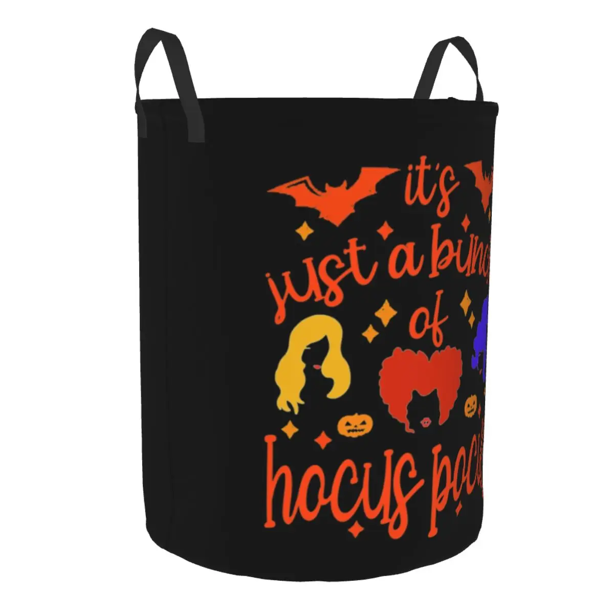 Custom Hocus Pocus Bat Halloween Witches Laundry Basket Collapsible Large Clothes Storage Bin Baby Hamper