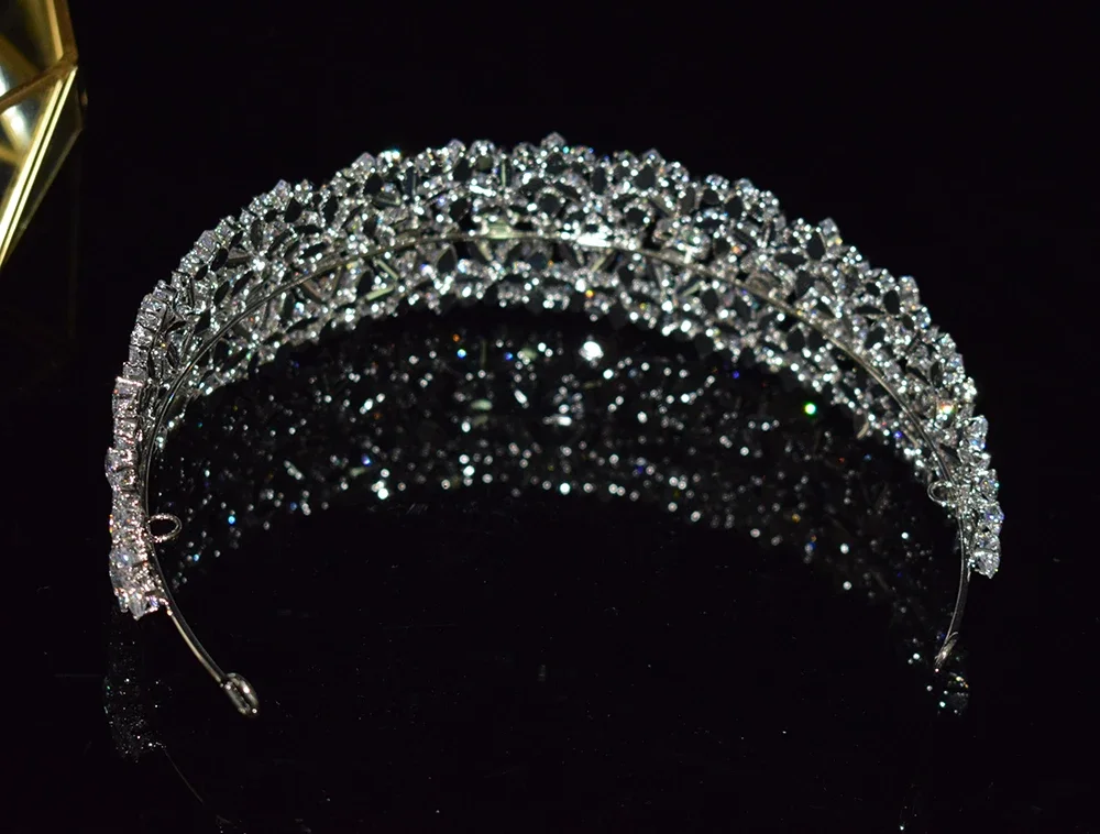 Imagem -06 - Cubic Zircão Nupcial Headband Tiaras para as Mulheres Luxo Acessórios do Cabelo do Casamento Noiva Headpieces Festa Jóias Diadema Headdress