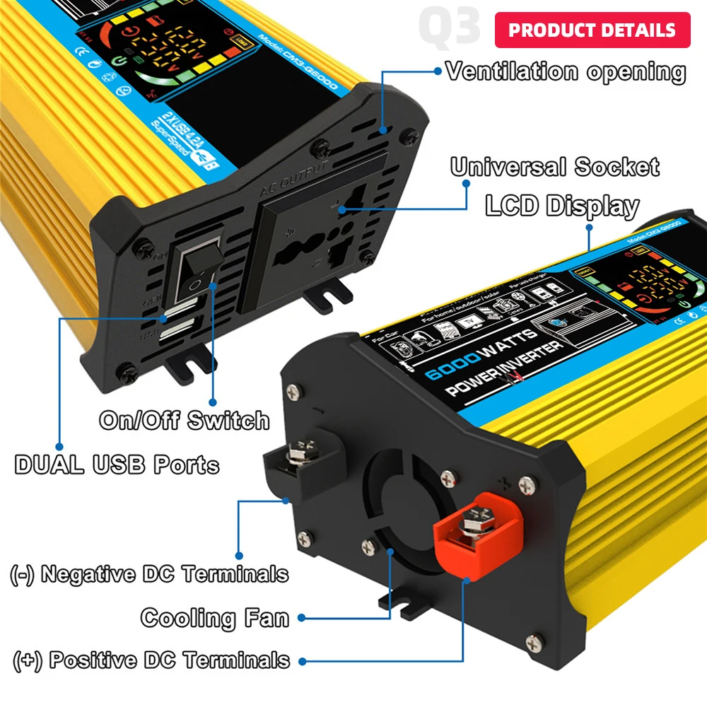 태양열 발전기 키트, 300W 패널 태양광 시스템, 6000W 전력 인버터, 30A 컨트롤러, 캠핑