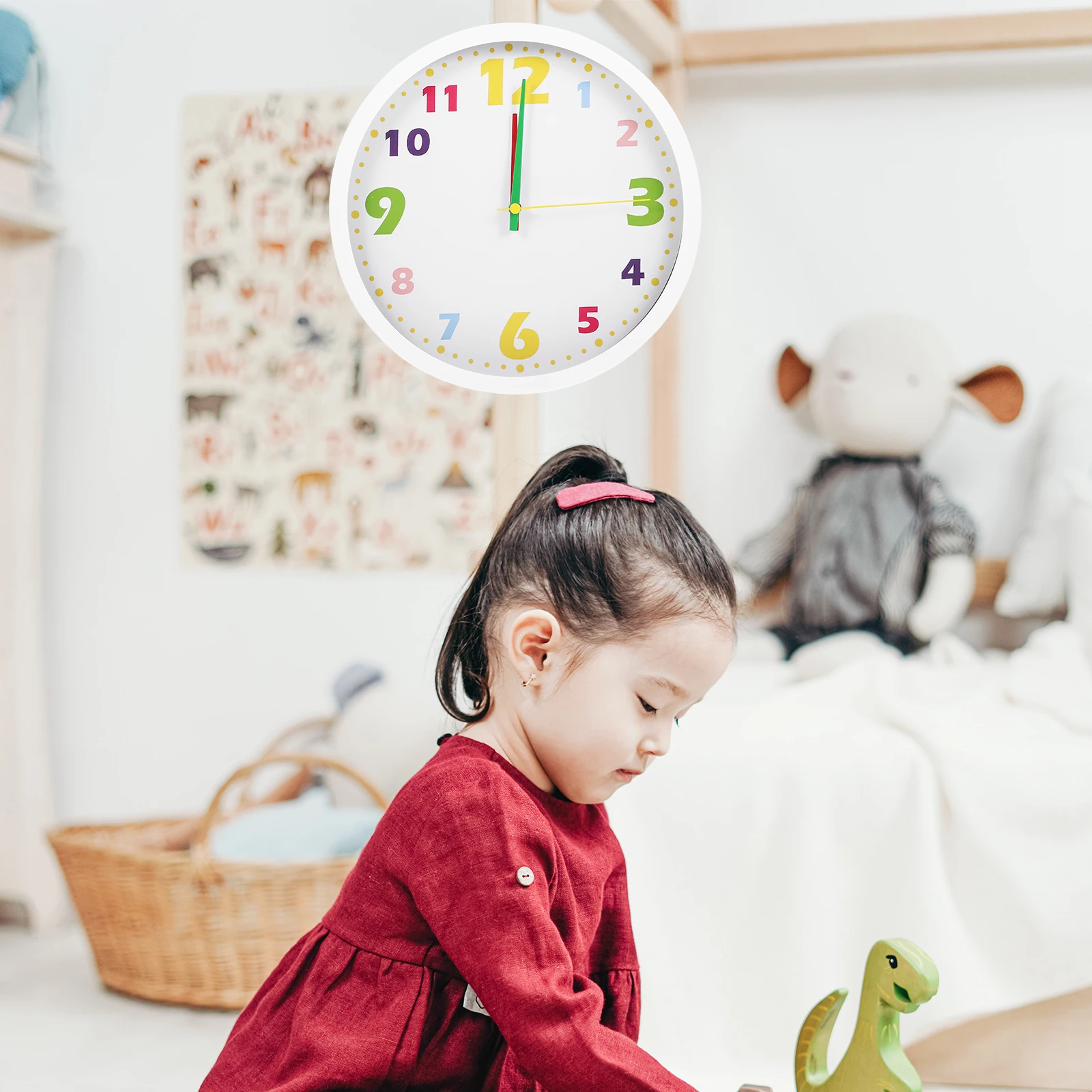 

Children Home Hanging Silent Analog Educational Decorative Bedroom Wall Clock Household Modern Style