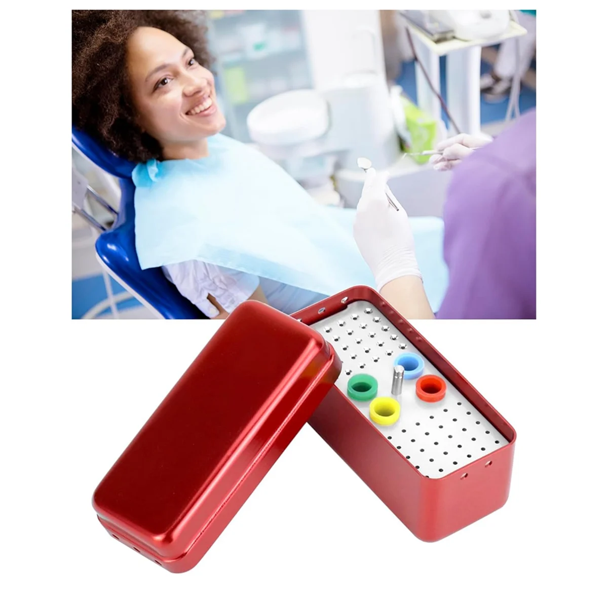 60 Holes Disinfection Bur Blocks, 2 Pack Aluminum Sterilizing Storage Case Bur Holder, Autoclavable Burs Organizer