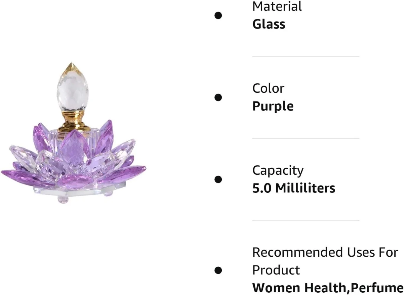 Frasco de Perfume Recarregável Vintage Cristal Roxo, Figurinhas De Flor De Lótus, Presente De Vidro Para Ela, Namorada Esposa, Decoração Do Lar