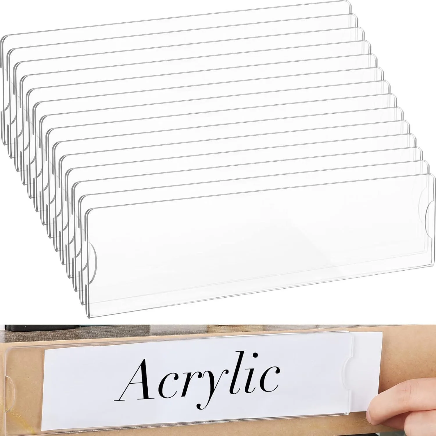 10pcs Acrylic Nameplate Holder Clear Transparent Stand Photo Frame Brand Sign Display Table Top Menu Exhibitions
