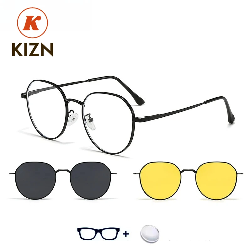 

KIZN спортивные 3 в 1 солнцезащитные очки для близорукости и дальнозоркости 2025 мужские и женские поляризационные очки с магнитным зажимом, очки по рецепту, оптика, круглые очки