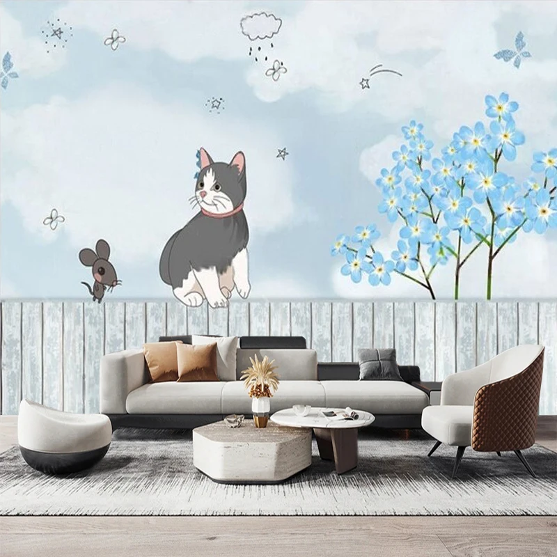 Fashionable And Beautiful Cartoon-Colored Hand-Drawn Flowers Luxury-Style Children's Room School Wall Decoration customization