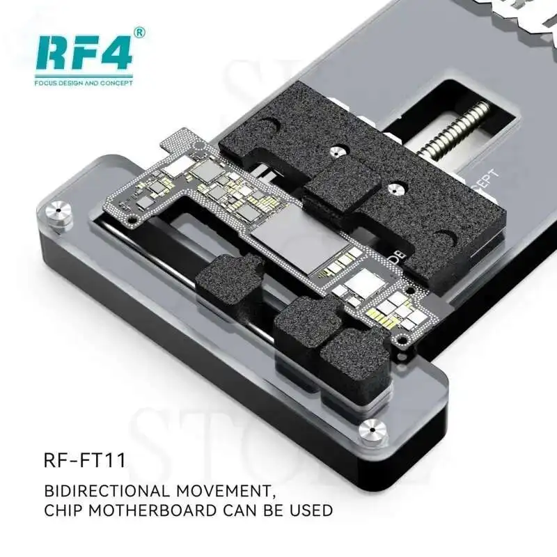 อุปกรณ์ติดกระจกนิรภัยทนอุณหภูมิสูง BGA RF-FT11 RF4บอร์ด PCB เมนบอร์ดโทรศัพท์เคลื่อนที่ชิป IC Clamping ซ่อมแซม