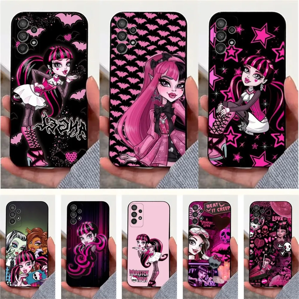 Cartoon M-Monster H-High Phone Case For Samsung S25,S24,S23,S22,S20,S21,S10,Ultra,Plus,Lite,FE,Soft Silicone Black Cover