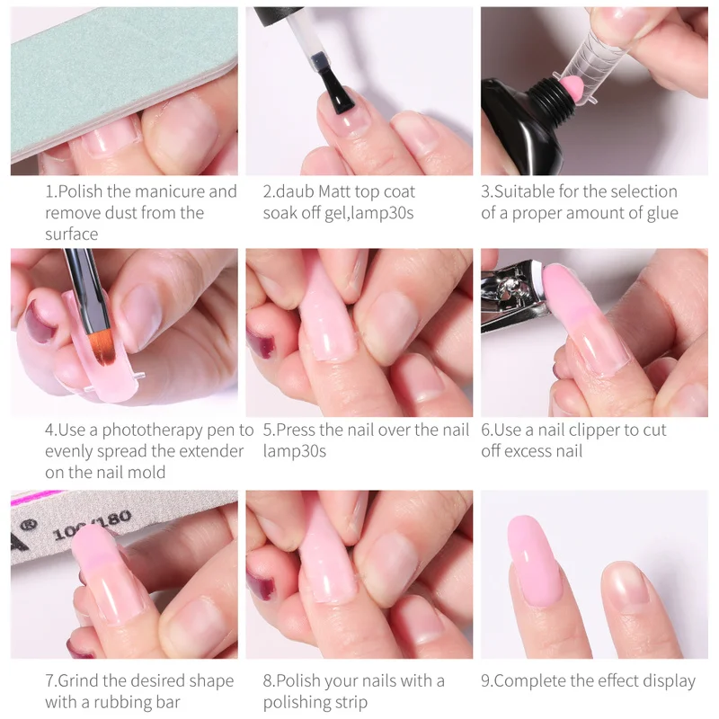 15Ml Nagel Gel Acryl Glitter Sequin Quick Building Poly Nail Gel Voor Vinger Verlengen Form Tips Manicure Extension tool