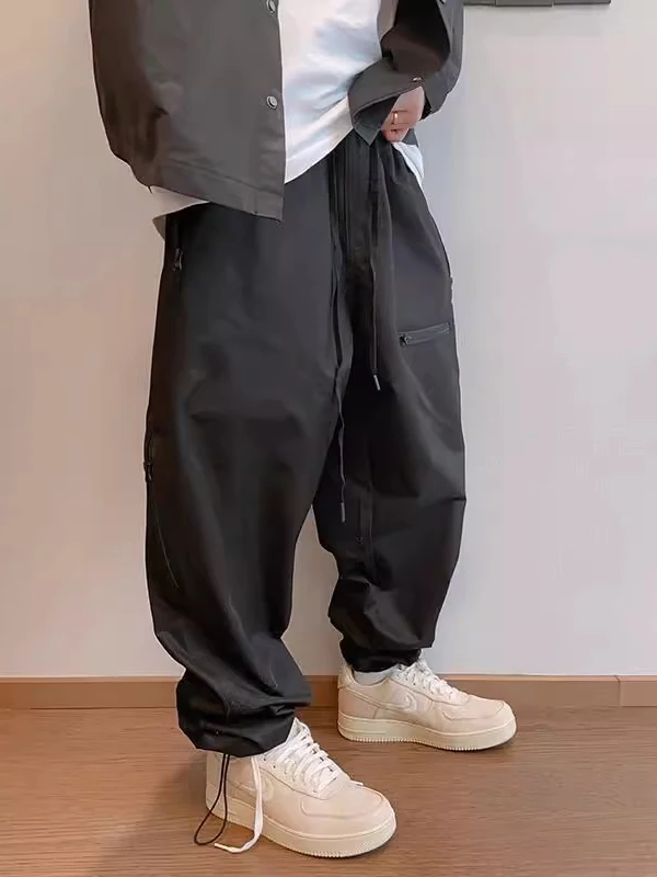 

Летние тонкие прямые повседневные брюки на молнии для пар больших размеров (до 300 фунтов), функциональные, в уличном стиле