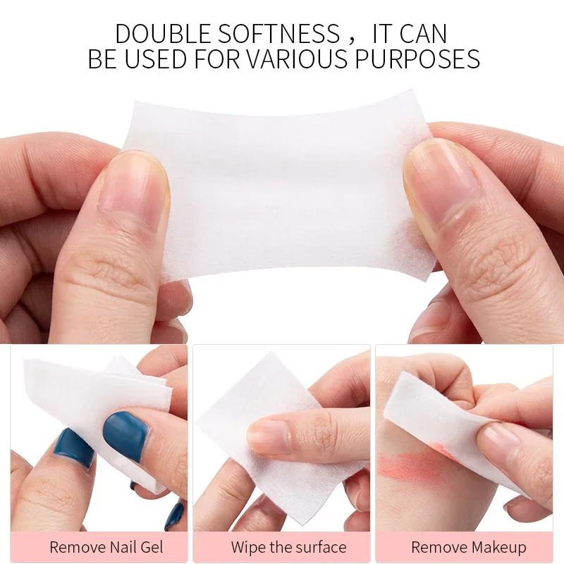 400pcs 보푸라기없는 매니큐어 리무버 물티슈 코튼 와이프 매니큐어 클리너 UV 젤 매니큐어 제거 패드 종이 클렌징 도구
