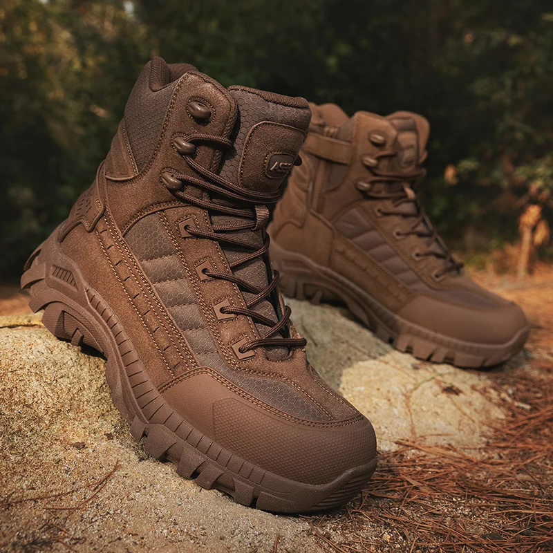 New Men's Hiking Shoes, High Top Desert Combat Training Boots, Anti Slip Trekking Hunting Boots, Outdoor Men's Tactical Shoes