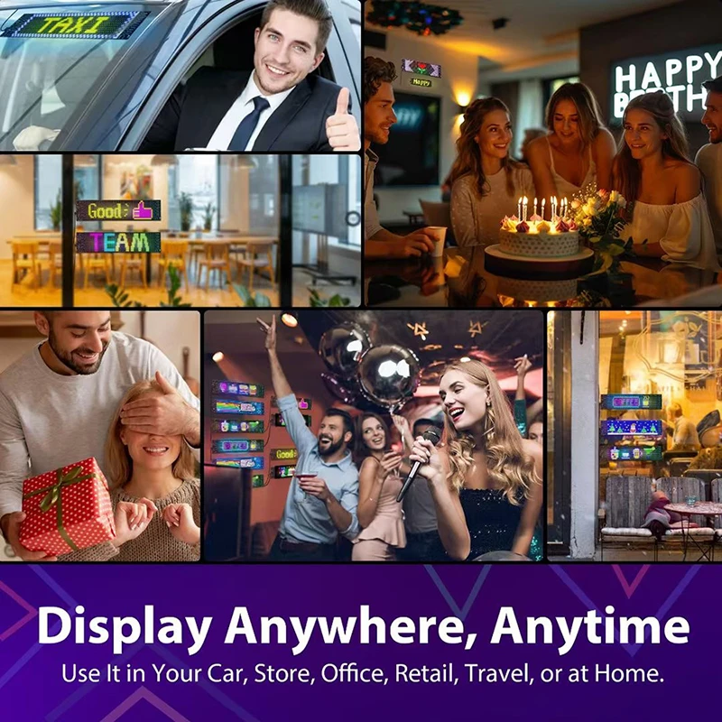 LED شاحنة العين LED شاشة مرنة DIY مصفوفة بكسل لوحة ضوء التمرير النص الرسوم المتحركة APP التحكم نمط عرض ديكور
