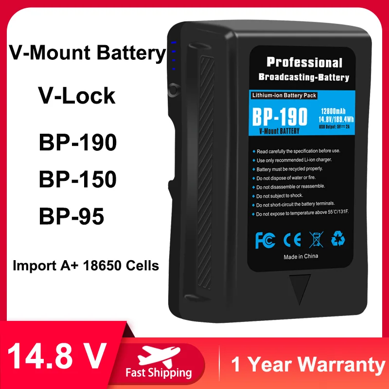 V Mount Battery BP-190 BP-150 BP-95 for Sony V-Lock BP Batteries Camcorder Broadcast LED Video Light Blackmagic URSA Mini Pro