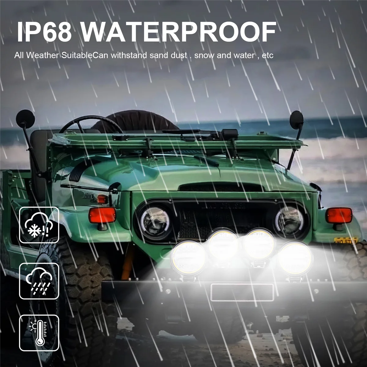 

# 879X 4X светодиодные рабочие фары с круглым янтарным точечным комбинированным фонарем Янтарные противотуманные фары для внедорожников Jeep (черный)