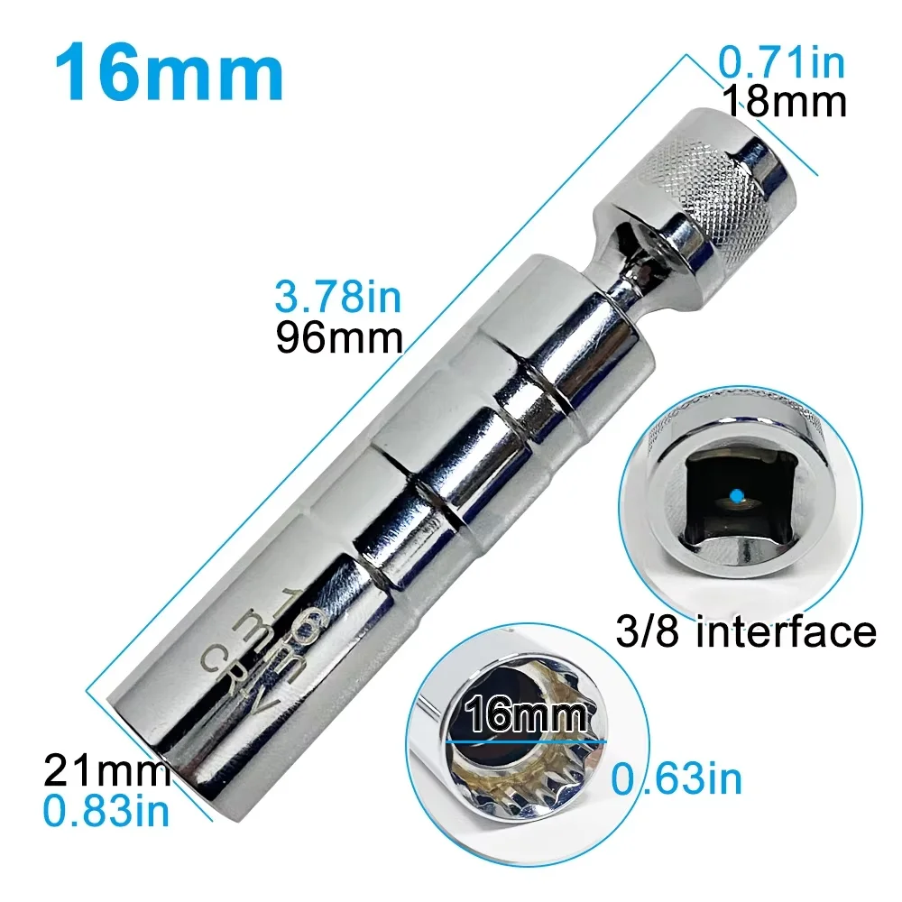 Universal Magnetic Spark Plug Sleeve Thin-walled Universal Joint 14/16mm Automotive Repair Spark Plug Disassembly ToolUniversal image 3