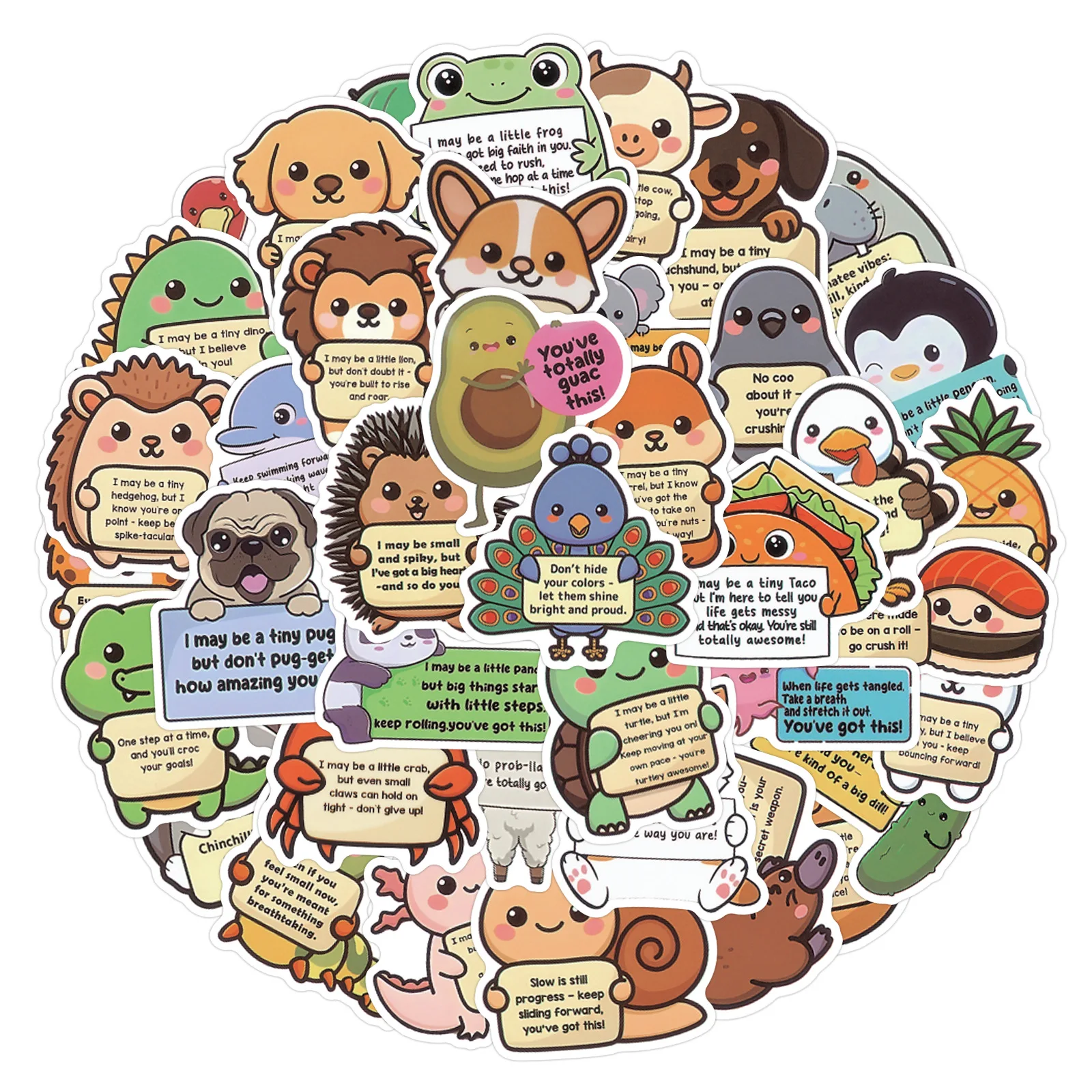 50 Buah Stiker Inspirasi Hewan Kecil Stiker Dekoratif Kartun Stiker Tahan Air Helm Ponsel