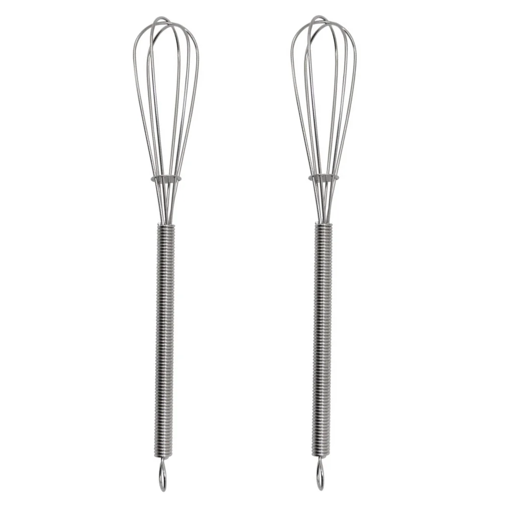 

2Pcs Hair Color Cream Mixer Stainless Steel Mixing Tools Non-Slip Handle Hanging Hole Salon Whisk Salon Hand Mixer