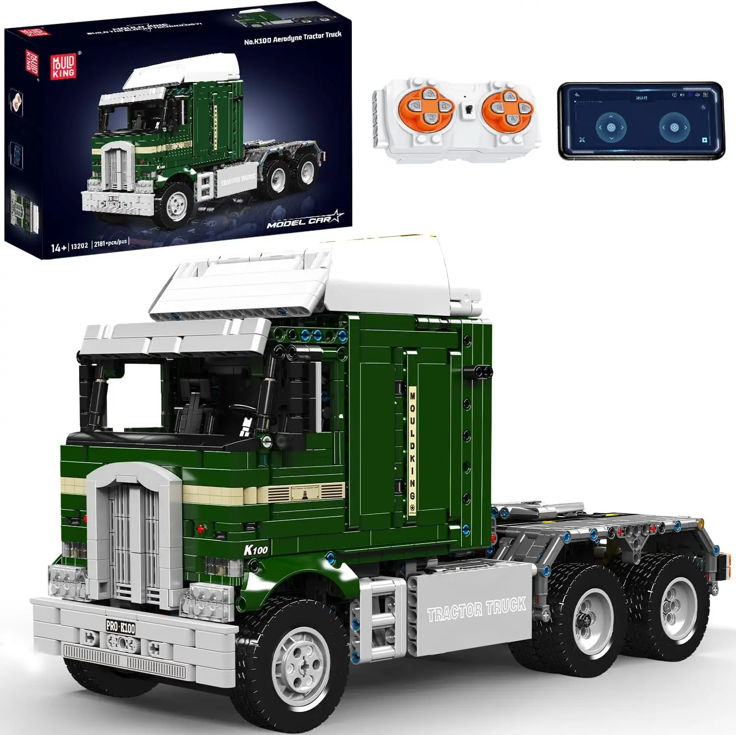 APP & RC Controlled Motorized Semi Truck Building Blocks Kit, 2181+ Piece Mobile Construction Toy Set for Adults, DIY STEM Car Model, Creative Play and Learning