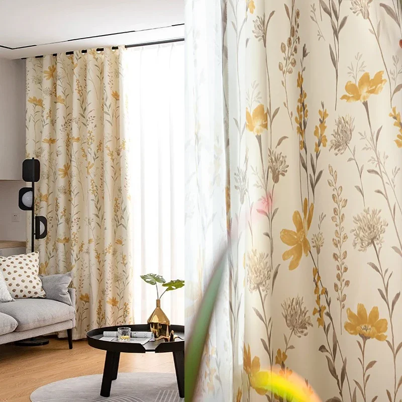 

Country Vintage Print Blackout Curtains Flower Plant Pattern Thermal Insulated Window Curtains For Living Room, Bedroom Balcony