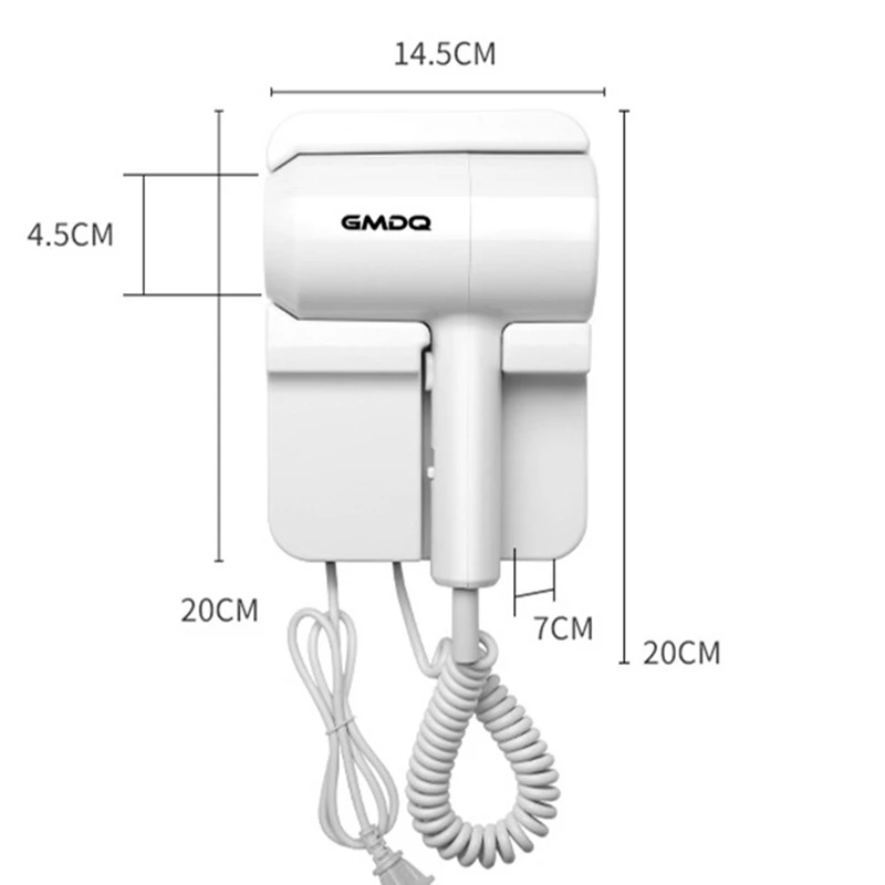 GMDQ Hot&Cold Wind Blow Hair Dryer Electric Wall Mount Bathroom Hotel Negative Ion Blower with USB Bracket Black EU Plug