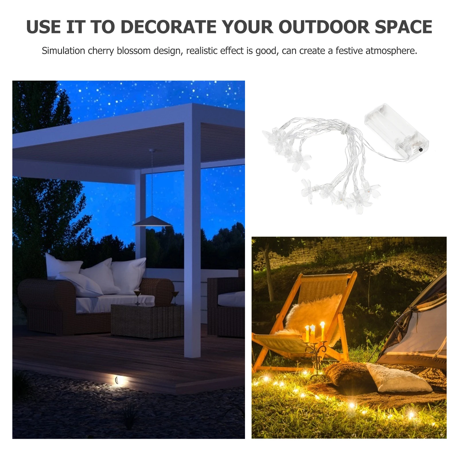

1pc Cherry Blossom Solar String Lights Outdoor LED Garden Yard Party Christmas Decoration Festival Lighting Simulation Flower