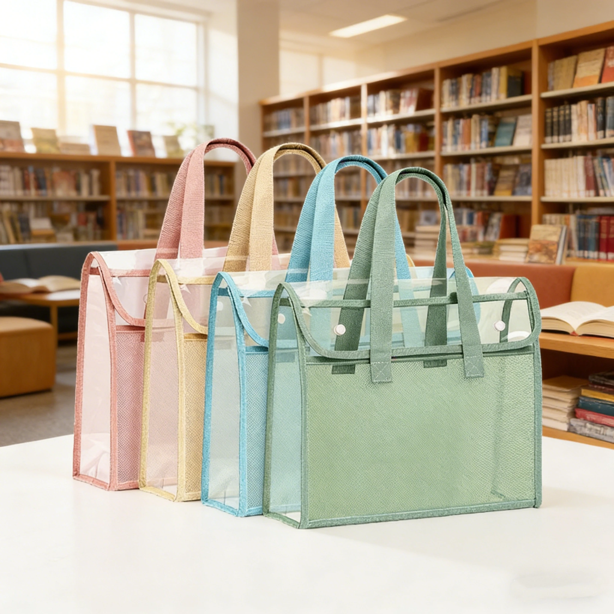 

2 large capacity portable transparent waterproof handheld folder, expandable file storage bag, PVC self-adhesive file bag for of