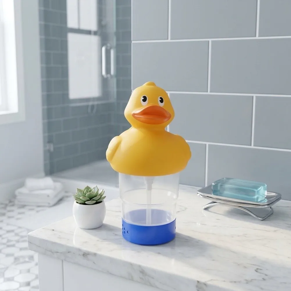 ABS Plastic Floating Duck Dispenser for Pool Tablets with Adjustable Flow Vent Clear Design for Easy Monitoring
