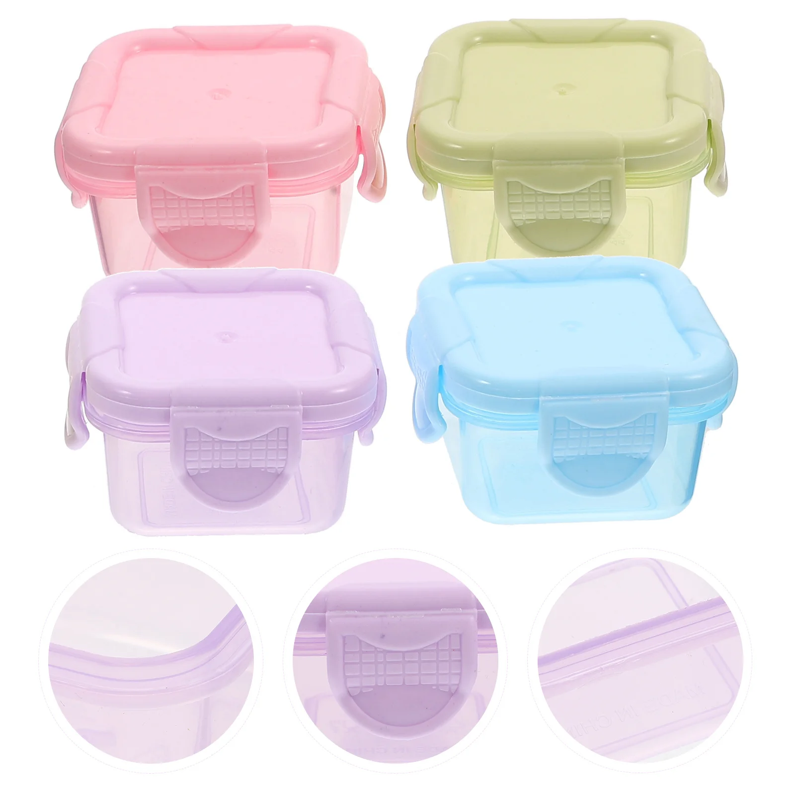 

4pcs 6Cm Portable Freezing Box Multi-Functional Sealed Storage For Snack Meal Containers Kitchen Preservation Fruit Canister