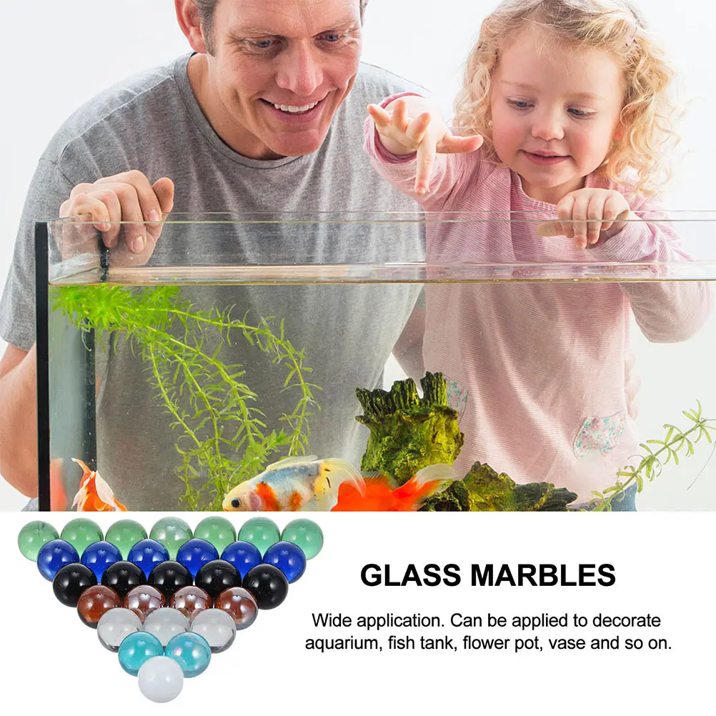 

30pcs Crystal Glass Marbles Decorative Balls Fish Tank Decor Hydroponic Plant Accessories Kids Marble Random Color