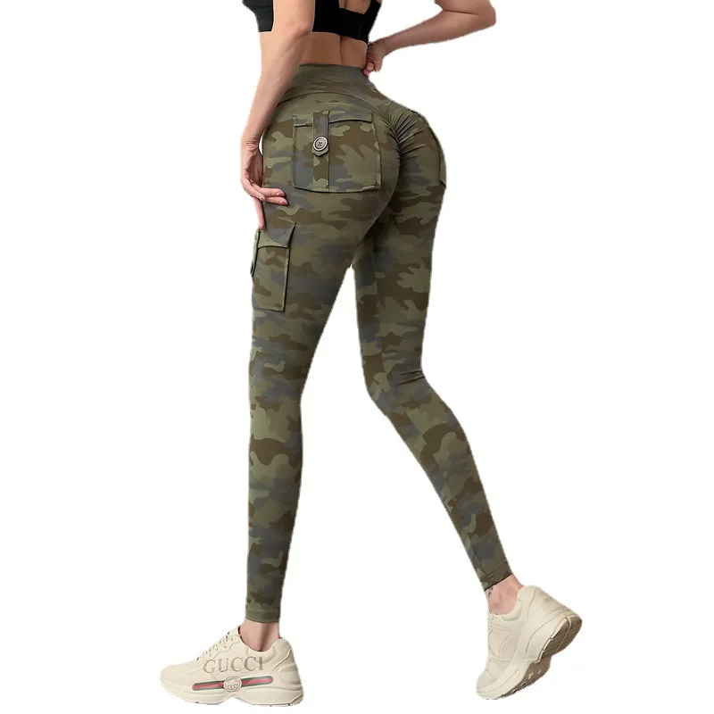 Camouflage Yoga Pants Push Up Fitness Leggings Women High Waist Quick Dry Gym Sports Running Pants With Pocket