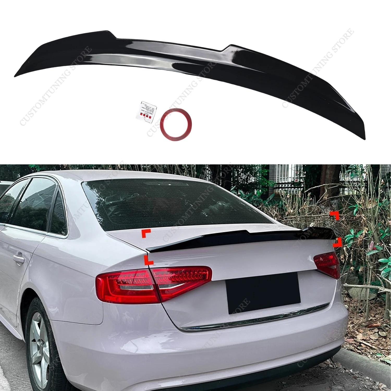 

Глянцевый черный задний спойлер в стиле PSM для AUDI A4 S4 RS4 B8 B8.5 8K B9 B9.5 8W 2008-2024, задние обвесы, тюнинг хвоста