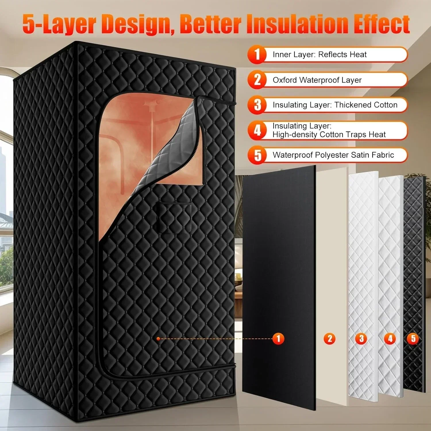[Free Shipping, New Arrival!]Upgraded Sauna Box for Relaxation, Detoxification, Portable Steam Sauna for Home with Steamer, 9 Le