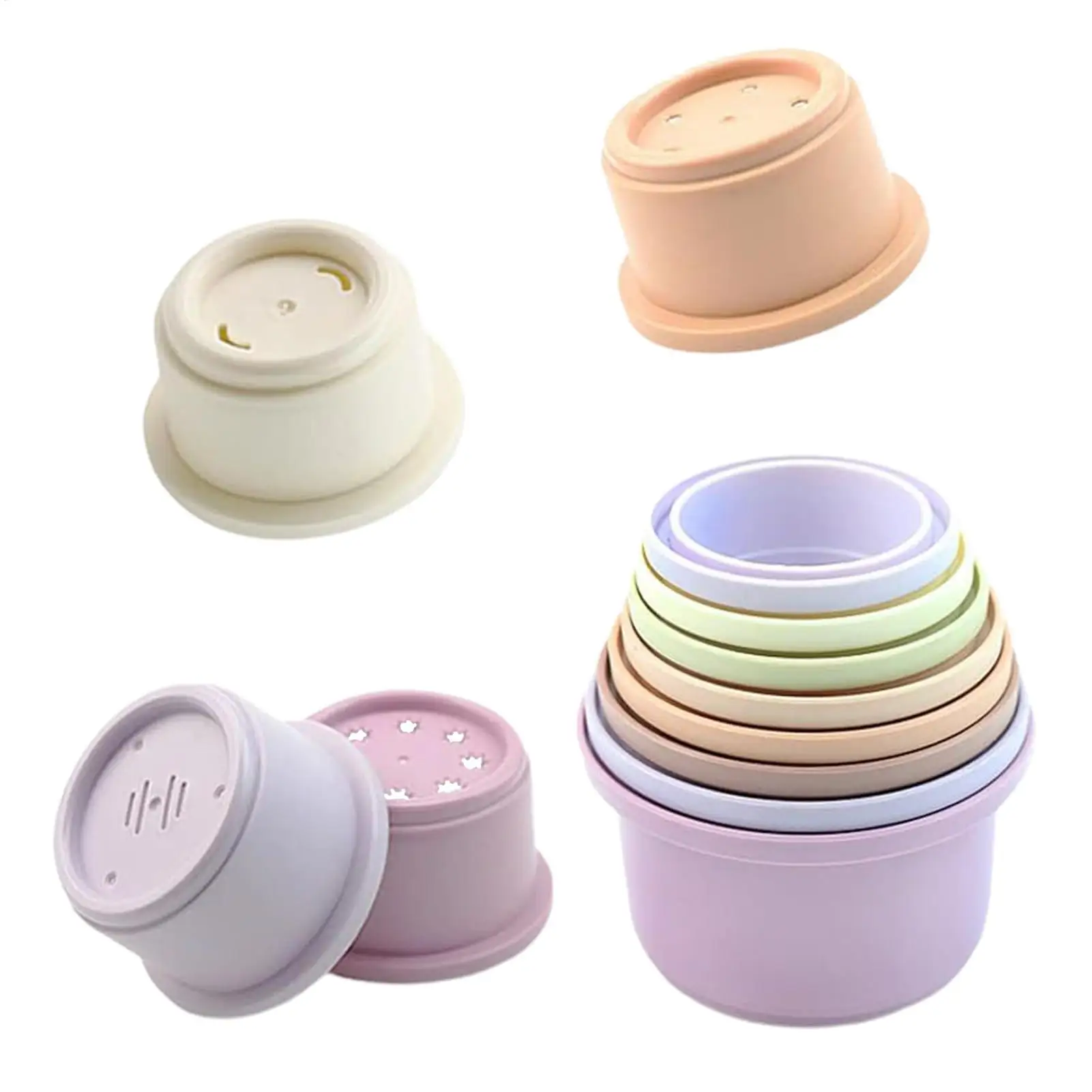 8Pcs Stacking Cups Toys for Rabbits Chinchillas Guinea Pigs  Multi-Colored Reusable Plastic Nesting Toys Stacking Cups Set