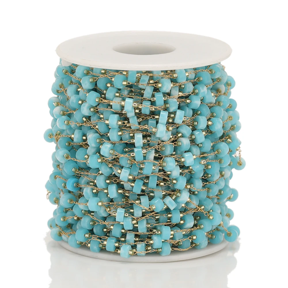 1 Meter Zylinder aus Naturstein mit Edelstahlketten für DIY-Schmuckherstellung, Halskettenzubehör, Armbandkomponenten und Zubehör – Detail 8