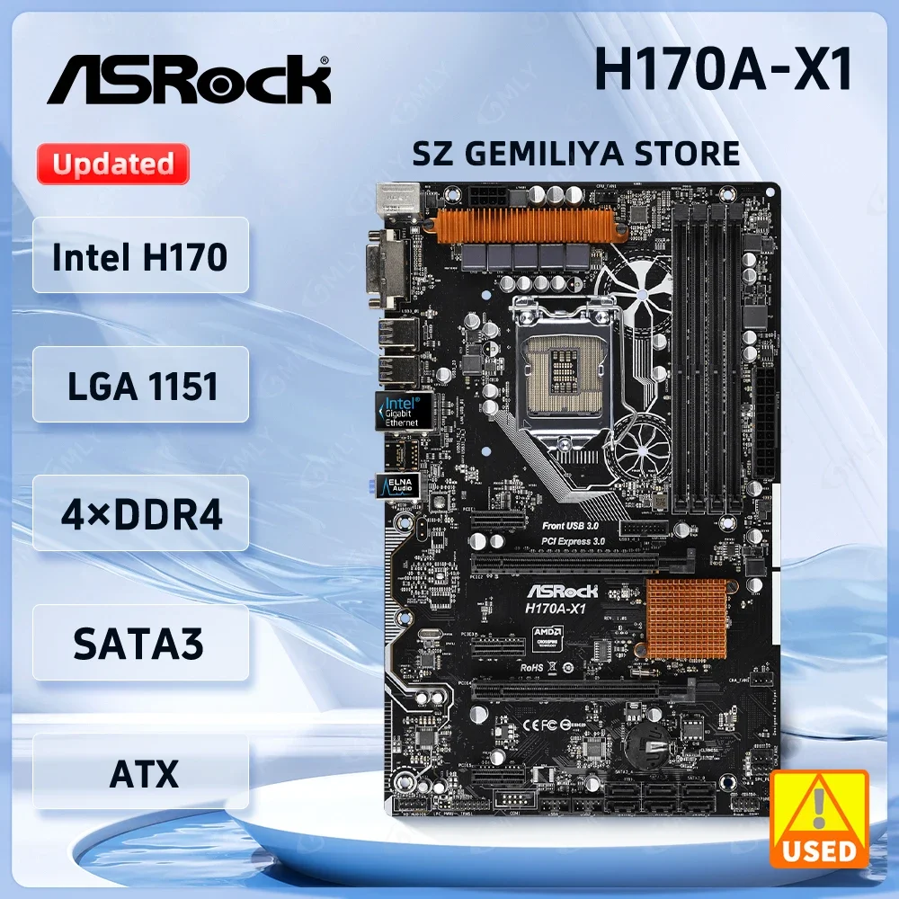 

Материнская плата ASRock H170A-X1 LGA 1151 Intel H170 DDR4 2133 64 ГБ с поддержкой i5-7500 6500 6300 6700 7400 7700 G4560 Процессор NVMe SSD ATX